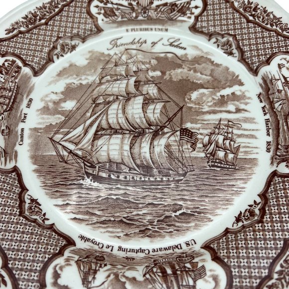 Vintage Fair Winds Friendship of Salem Dinner Plate Alfred Meakin England 10.5" - Picture 3 of 8